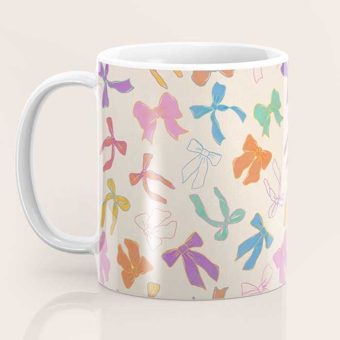 Vintage Coquette Colorful Bows Pattern Coffee Mug Gallery Image 3