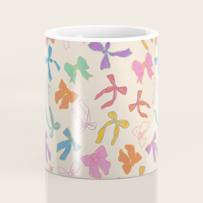 Vintage Coquette Colorful Bows Pattern Coffee Mug Gallery Image 4