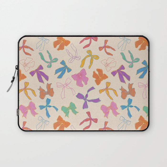 Vintage Coquette Colorful Bows Pattern Laptop Sleeve Gallery Image 1
