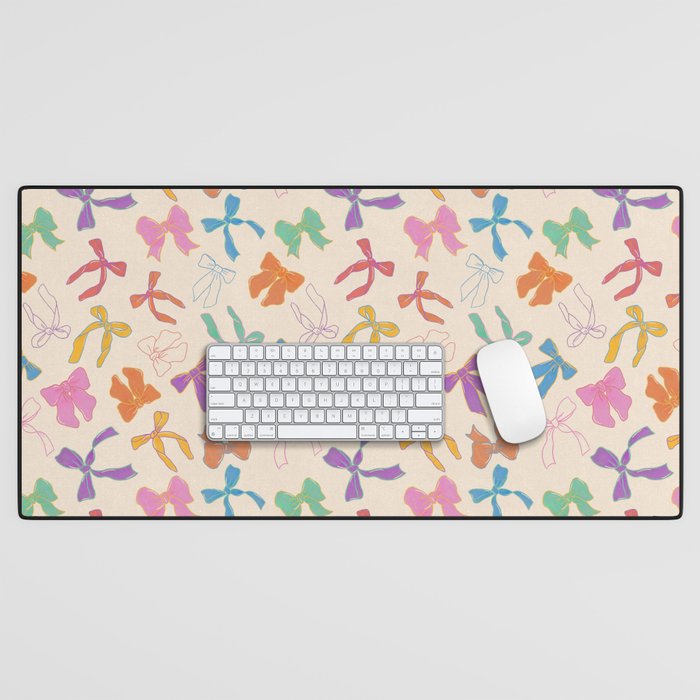Vintage Coquette Colorful Bows Pattern Desk Mat Gallery Image 1