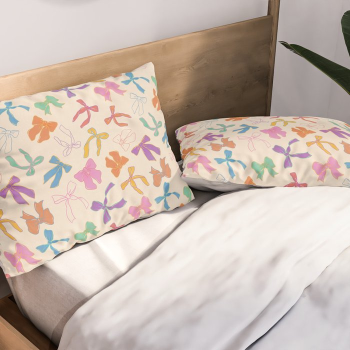 Vintage Coquette Colorful Bows Pattern Pillow Sham Gallery Image 2