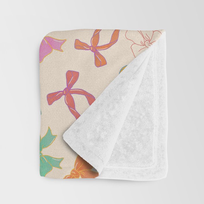 Vintage Coquette Colorful Bows Pattern Throw Blanket Gallery Image 3