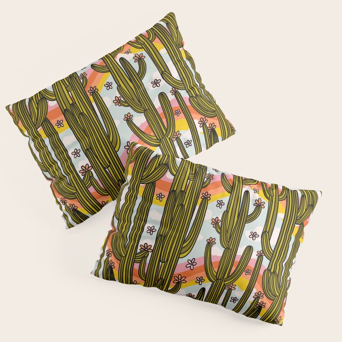 Rainbow and Cacti Print Pillow Sham Gallery Image 3