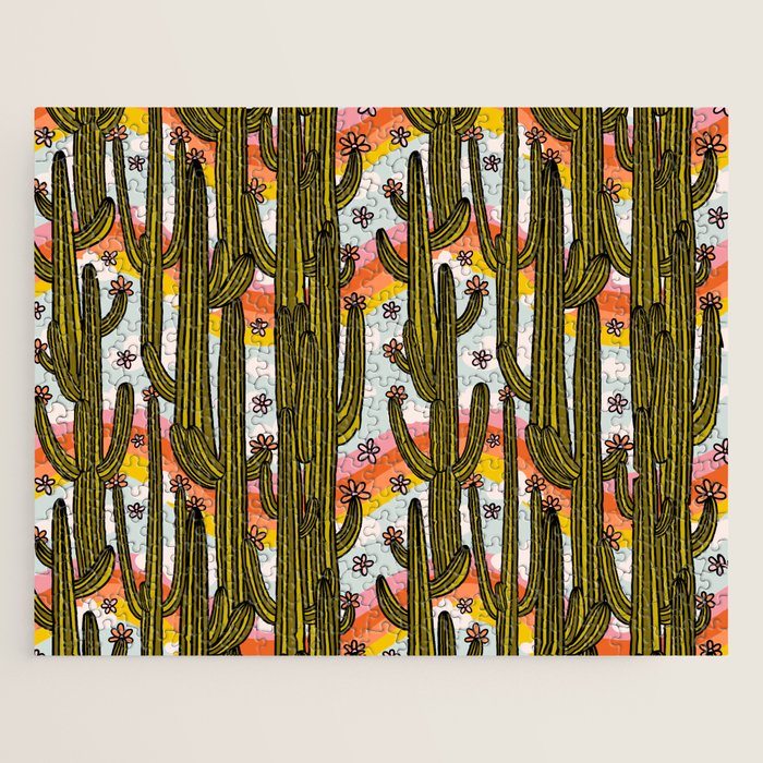 Rainbow and Cacti Print Jigsaw Puzzle Gallery Image 1
