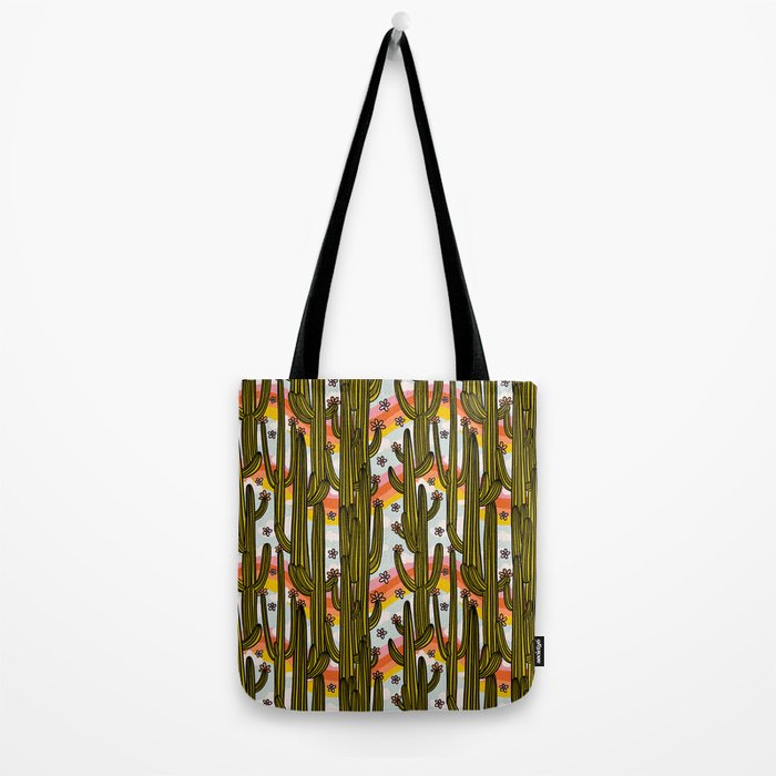 Rainbow and Cacti Print Tote Bag Gallery Image 2
