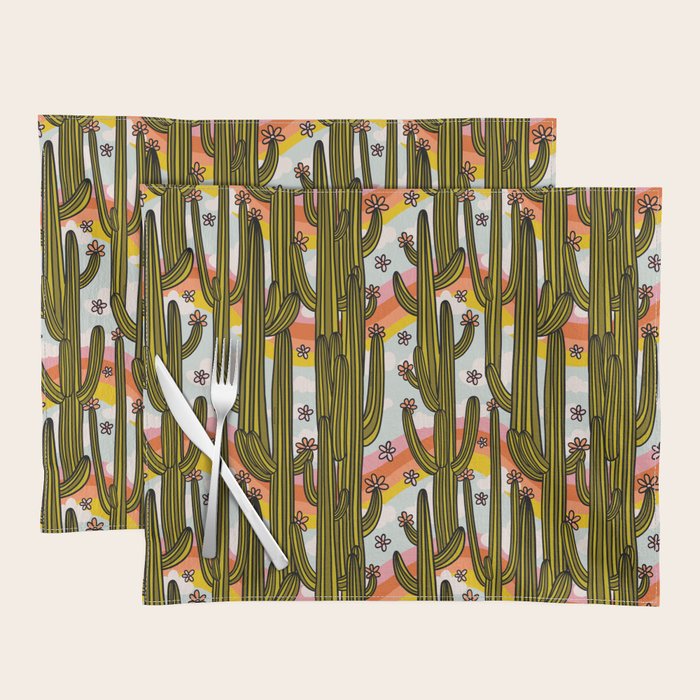 Rainbow and Cacti Print Placemat Gallery Image 1