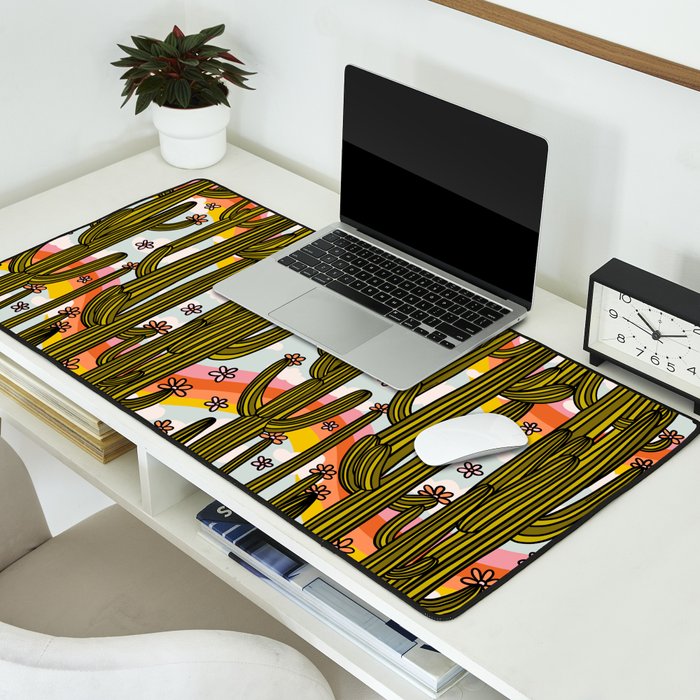 Rainbow and Cacti Print Desk Mat Gallery Image 2