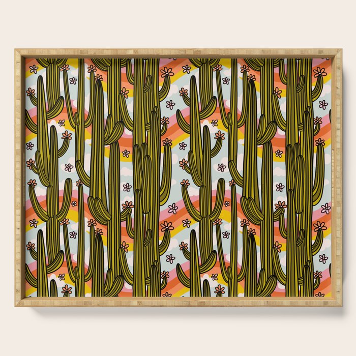 Rainbow and Cacti Print Serving Tray Gallery Image 1