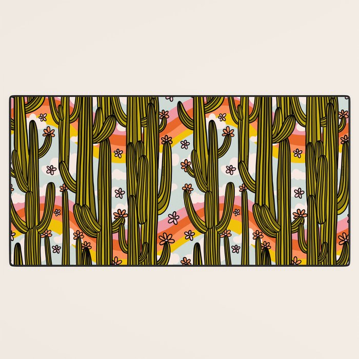 Rainbow and Cacti Print Desk Mat Gallery Image 3