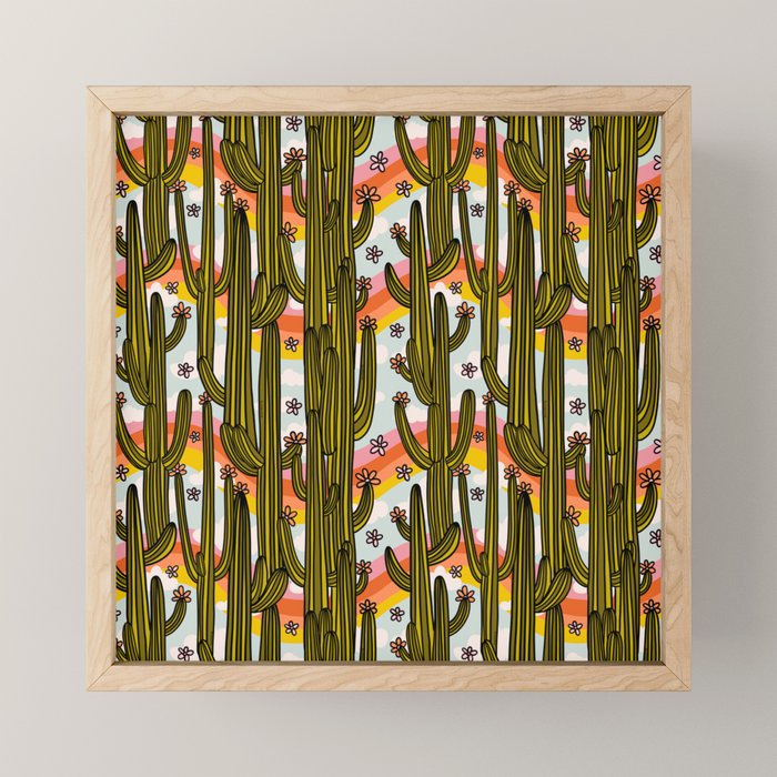 Rainbow and Cacti Print Mini Art Print Gallery Image 1