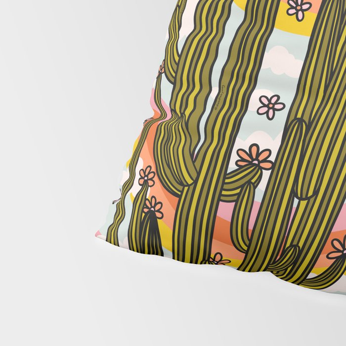 Rainbow and Cacti Print Pillow Sham Gallery Image 4
