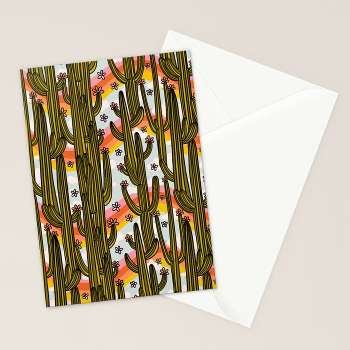 Rainbow and Cacti Print Stationery Card Gallery Image 2