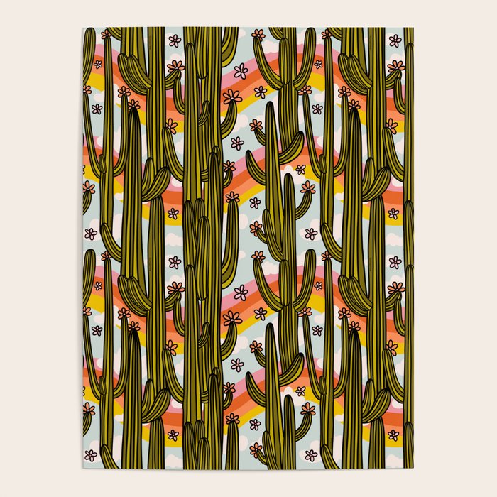 Rainbow and Cacti Print Poster Gallery Image 4