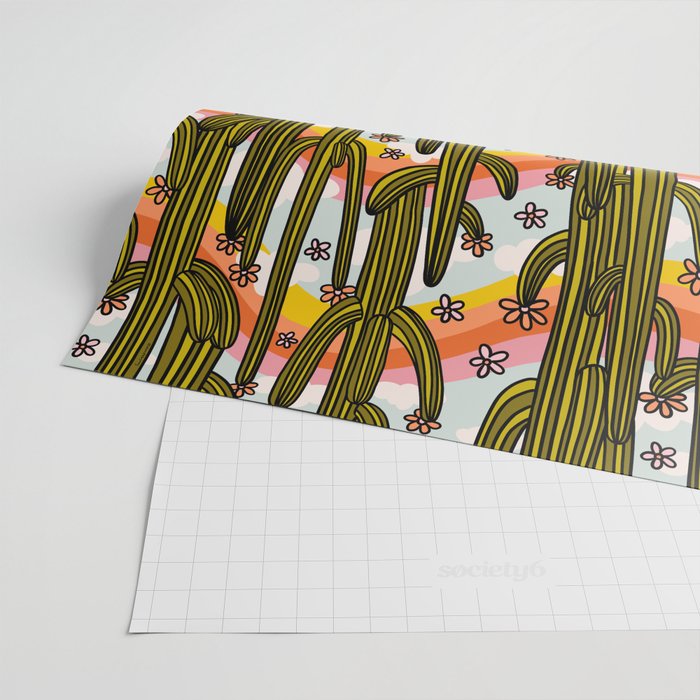 Rainbow and Cacti Print Wrapping Paper Gallery Image 2