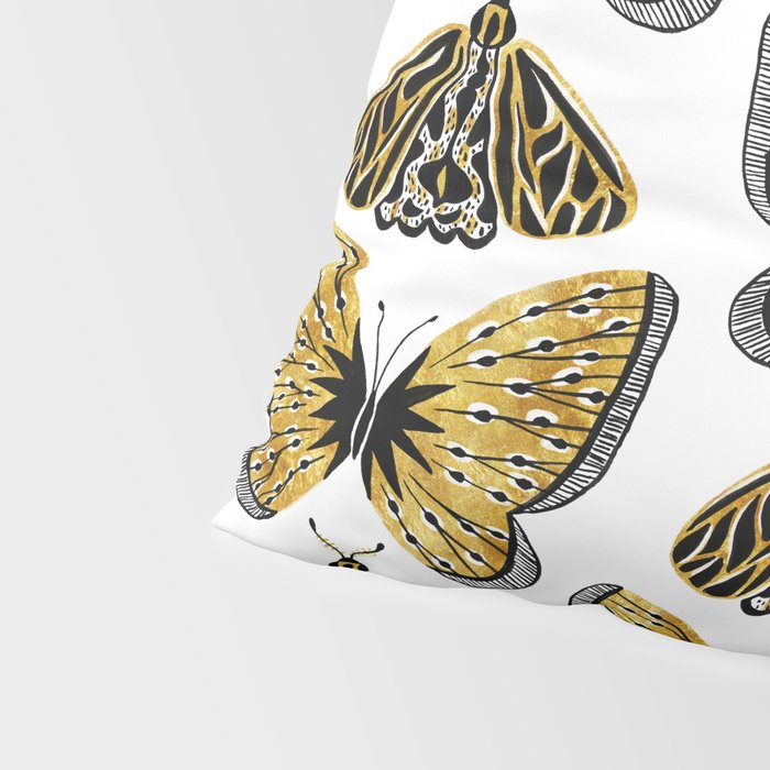 Golden Butterfly & Moth Pillow Sham Gallery Image 4