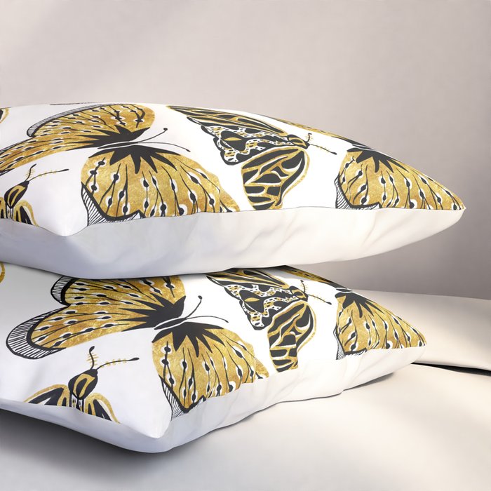 Golden Butterfly & Moth Pillow Sham Gallery Image 3