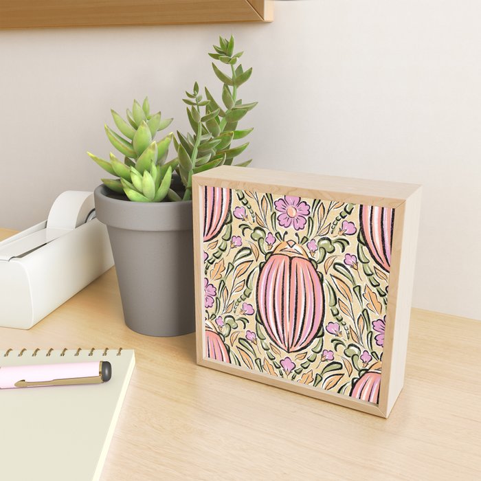Retro Floral Beetles - vintage pastels Mini Art Print Gallery Image 2