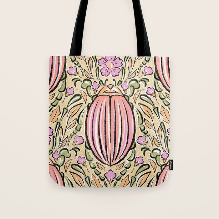 Retro Floral Beetles - vintage pastels Tote Bag Gallery Image 1