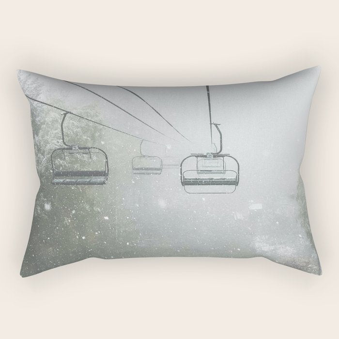 Misty Ski Lift Rectangular Pillow Gallery Image 1