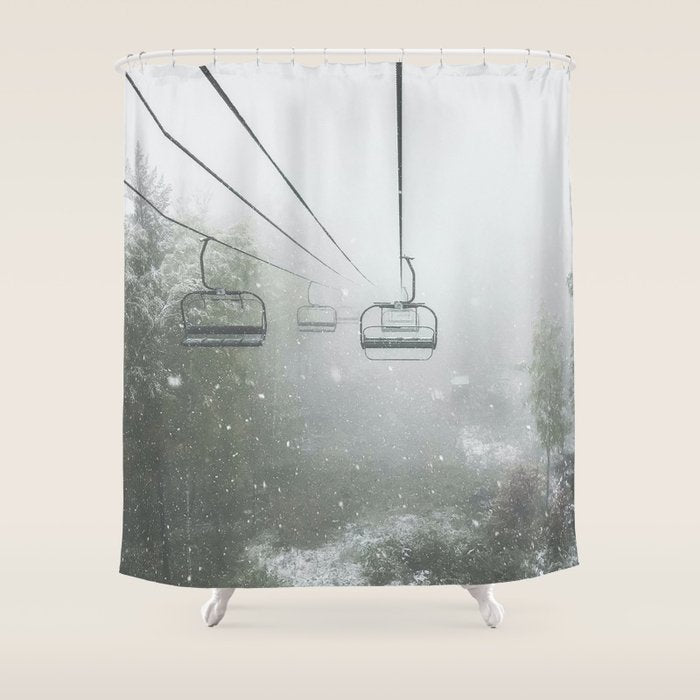 Misty Ski Lift Shower Curtain Gallery Image 1