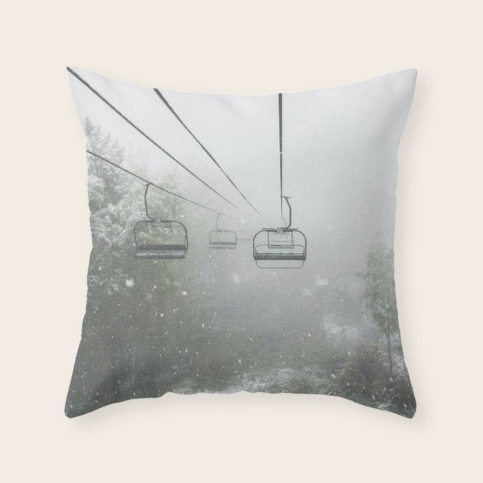 Misty Ski Lift Throw Pillow Gallery Image 6