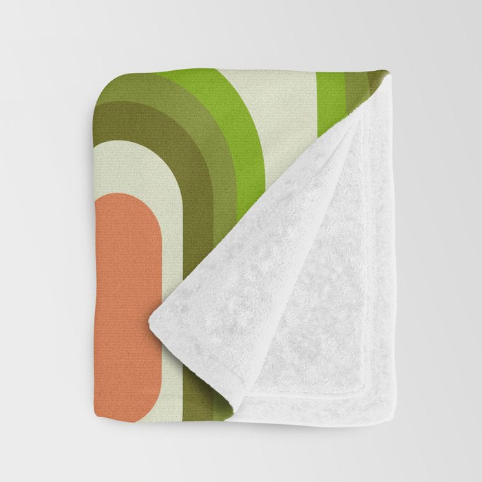 retro aesthetic 60s 70s pattern 45c green Throw Blanket Gallery Image 3