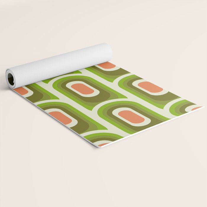 retro aesthetic 60s 70s pattern 45c green Yoga Mat Gallery Image 2