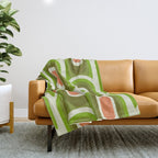 retro aesthetic 60s 70s pattern 45c green Throw Blanket Gallery Image 1