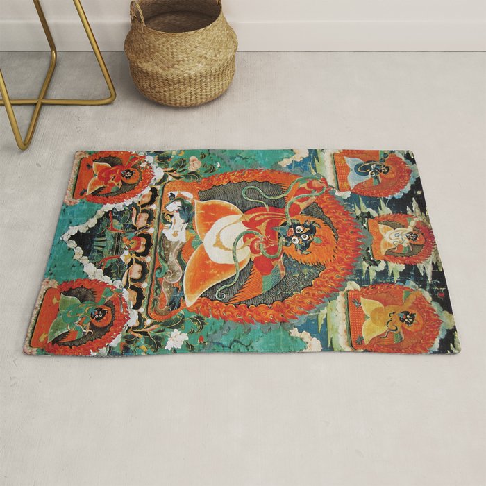 Tibetan Buddhist Hindu Garuda Shambala Rug Gallery Image 1