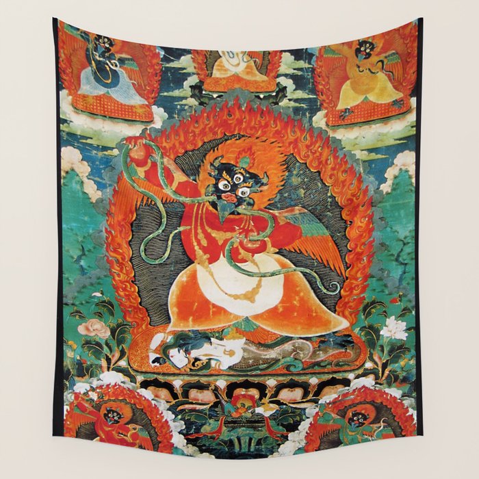Tibetan Buddhist Hindu Garuda Shambala Wall Tapestry Gallery Image 4