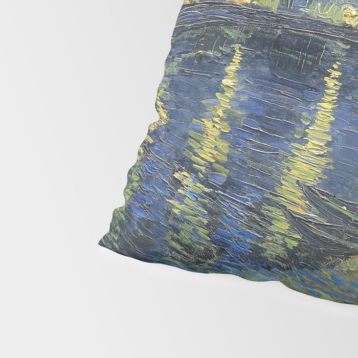 Vincent van Gogh Starry Night Over the Rhone (1888) enhanced with artificial intelligence Pillow Sham Gallery Image 4