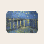 Vincent van Gogh Starry Night Over the Rhone (1888) enhanced with artificial intelligence Bath Mat Gallery Image 1