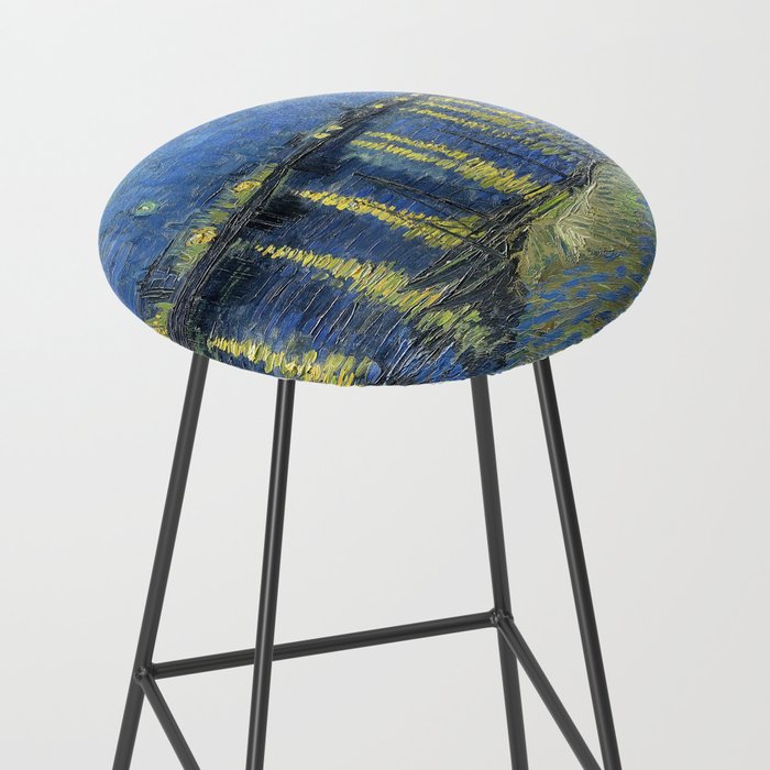 Vincent van Gogh Starry Night Over the Rhone (1888) enhanced with artificial intelligence Stool Gallery Image 2