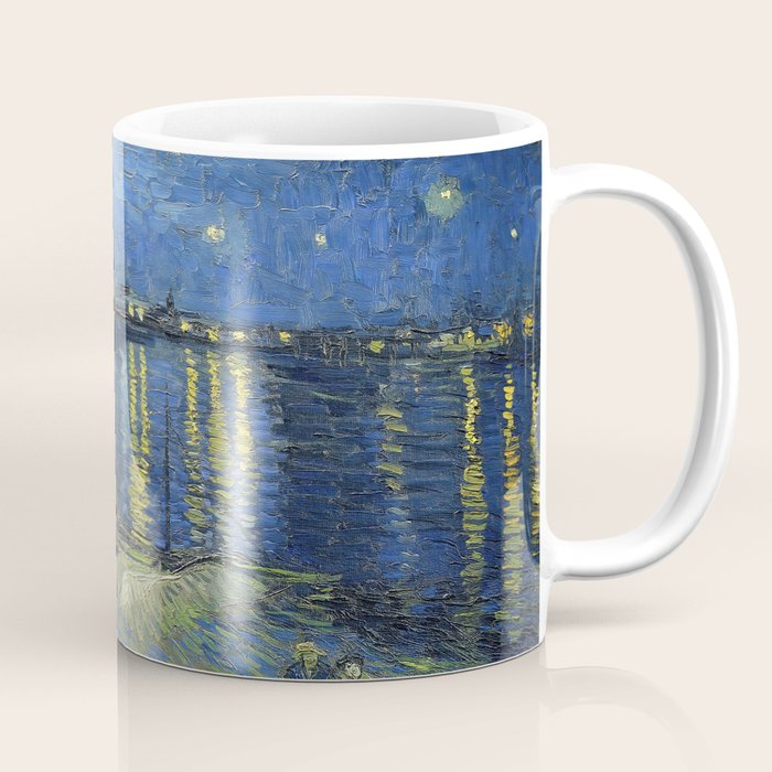 Vincent van Gogh Starry Night Over the Rhone (1888) enhanced with artificial intelligence Coffee Mug Gallery Image 1