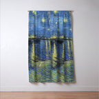 Vincent van Gogh Starry Night Over the Rhone (1888) enhanced with artificial intelligence Window Curtain Gallery Image 3
