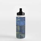 Vincent van Gogh Starry Night Over the Rhone (1888) enhanced with artificial intelligence Water Bottle Gallery Image 2