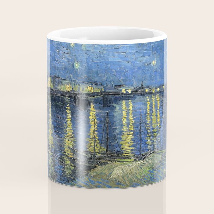Vincent van Gogh Starry Night Over the Rhone (1888) enhanced with artificial intelligence Coffee Mug Gallery Image 4