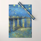 Vincent van Gogh Starry Night Over the Rhone (1888) enhanced with artificial intelligence Wrapping Paper Gallery Image 1