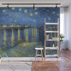 Vincent van Gogh Starry Night Over the Rhone (1888) enhanced with artificial intelligence Wall Mural Gallery Image 1