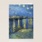 Vincent van Gogh Starry Night Over the Rhone (1888) enhanced with artificial intelligence Stationery Card Gallery Image 2