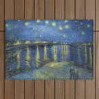 Vincent van Gogh Starry Night Over the Rhone (1888) enhanced with artificial intelligence Outdoor Rug Gallery Image 1