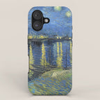 Vincent van Gogh Starry Night Over the Rhone (1888) enhanced with artificial intelligence iPhone Case Gallery Image 1