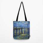Vincent van Gogh Starry Night Over the Rhone (1888) enhanced with artificial intelligence Tote Bag Gallery Image 2