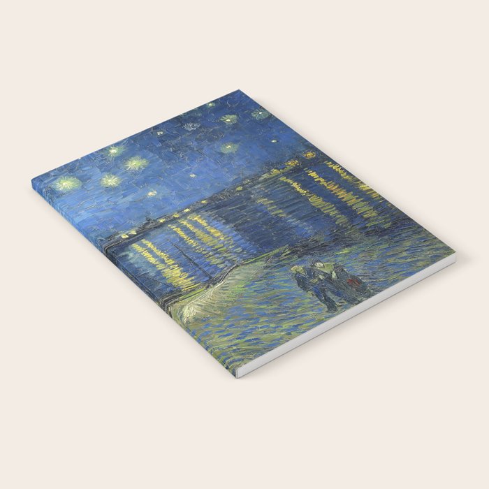 Vincent van Gogh Starry Night Over the Rhone (1888) enhanced with artificial intelligence Notebook Gallery Image 1