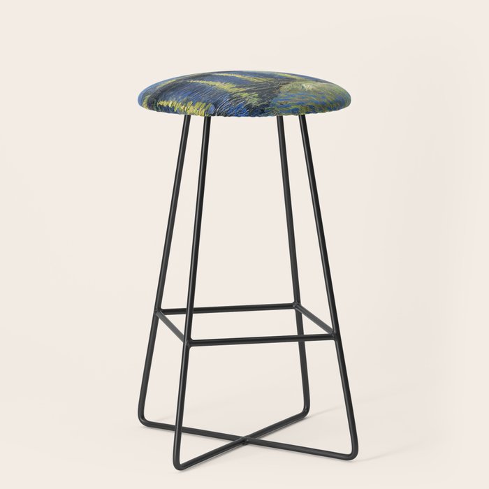 Vincent van Gogh Starry Night Over the Rhone (1888) enhanced with artificial intelligence Stool Gallery Image 1