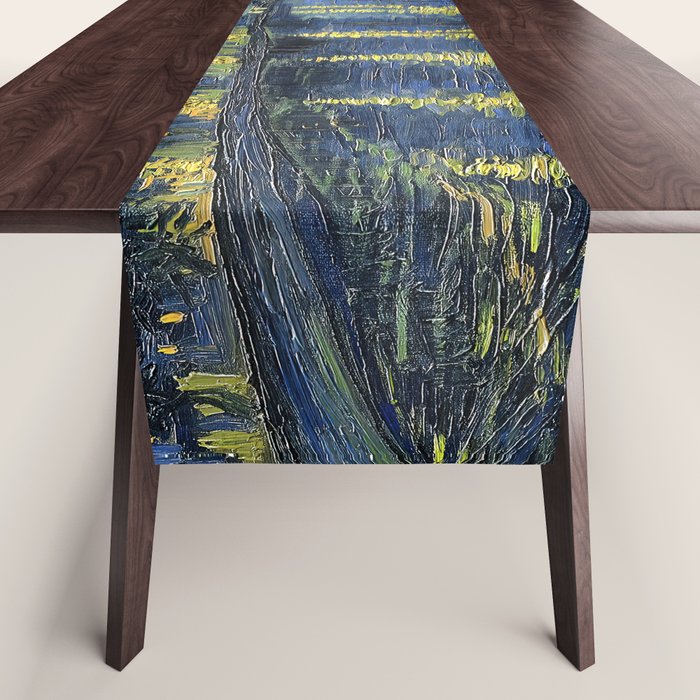 Vincent van Gogh Starry Night Over the Rhone (1888) enhanced with artificial intelligence Table Runner Gallery Image 1