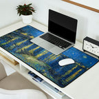 Vincent van Gogh Starry Night Over the Rhone (1888) enhanced with artificial intelligence Desk Mat Gallery Image 2