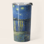 Vincent van Gogh Starry Night Over the Rhone (1888) enhanced with artificial intelligence Travel Mug Gallery Image 2