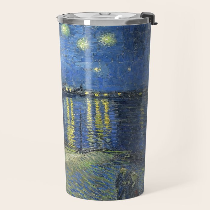 Vincent van Gogh Starry Night Over the Rhone (1888) enhanced with artificial intelligence Travel Mug Gallery Image 2
