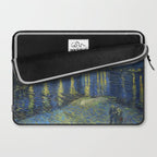 Vincent van Gogh Starry Night Over the Rhone (1888) enhanced with artificial intelligence Laptop Sleeve Gallery Image 2